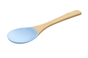 Elegant wooden spoon with a sleek blue silicone head, ideal for cooking and baking. Perfect kitchen utensil for everyday use. png
