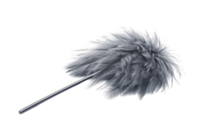 Gray feather duster on a transparent background. ideal for cleaning surfaces delicately and effectively removing dust from hard-to-reach places. png