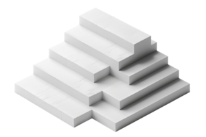 Geometric pyramid made of white steps. Modern minimalistic design concept. Suitable for architectural and design-related projects. png