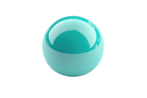 High-quality image of a shiny, light blue sphere with a reflective surface, isolated on a transparent background. png
