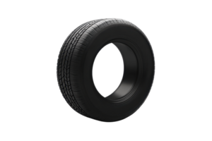 High-quality black rubber tire on an isolated transparent background. perfect for vehicle and transportation-related designs and projects. png