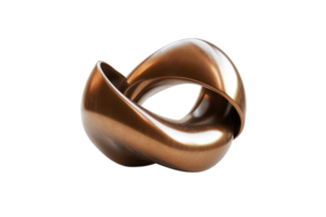 Intricate bronze abstract sculpture with smooth curves and polished finish, creating a sense of continuous flow and elegant modern design. png