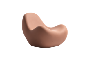 Modern, stylish, abstract chair in a smooth brown finish. Perfect for contemporary interior designs and unique home decor ideas. png