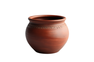 Rustic handcrafted clay pot with a traditional design. Perfect for home decor, gardening, or as a unique gift. Natural and classic style. png