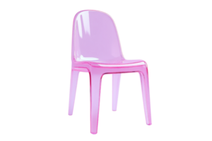 Stylish modern pink plastic chair with a sleek design. Ideal for home or office. Minimalist and contemporary seating solution. png