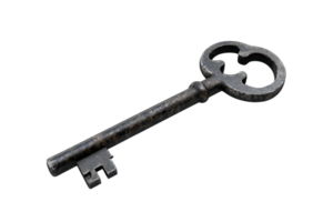 Vintage iron skeleton key isolated on transparent background. perfect for concepts of security, access, and history. png
