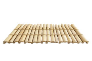 Wooden bamboo mat, flat and rectangular, ideal for decor, table setting, or crafts, isolated on transparent background. png