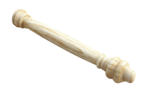 Wooden rolling pin isolated on transparent background. Kitchen utensil for baking and cooking. Natural wood texture. png