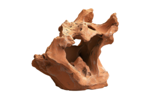 Abstract terracotta sculpture with intricate hollows and curves, isolated on transparent background. showcasing artistic expression and craftsmanship. png