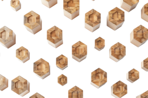 Abstract seamless pattern with wooden hexagonal shapes. Geometric design ideal for backgrounds, textures, and architectural projects. png