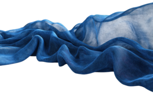 Abstract wavy blue silk fabric background. Smooth flowing textile texture in shades of blue, perfect for elegant and luxurious designs. png