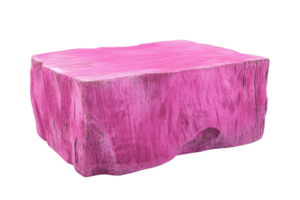 A vibrant pink wooden block with a rough texture, isolated on a transparent background. Perfect for creative and artistic projects. png
