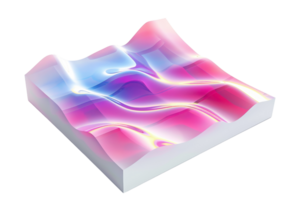 Abstract 3D render of neon-colored surface with waves and vibrant hues, portraying digital art and modern design concepts. png
