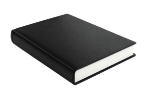 Black hardcover book isolated on transparent background. Ideal for literary, academic, or business concepts. Clean and professional design. png