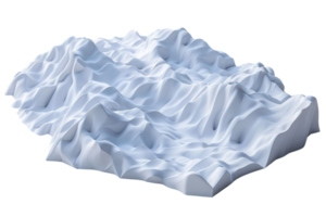 3D rendered abstract mountain landscape with smooth, flowing contours and white surface, perfect for design projects and backgrounds. png