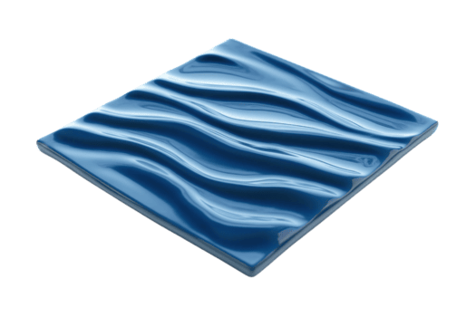 blu ceramica piastrella con un' onda modello. ideale per moderno interno design e architettonico progetti, aggiungendo un' toccare di eleganza. png