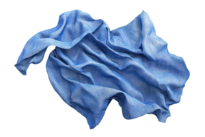 A crumpled piece of light blue denim fabric isolated on a transparent background. suitable for texture and fabric-related design concepts. png