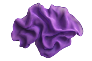 A crumpled piece of purple fabric isolated on a transparent background. showcasing texture and vibrant color, suitable for design and art projects. png