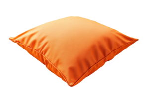 Bright orange pillow with smooth fabric texture, perfect for home decor, adding a pop of color and comfort to any living space. png