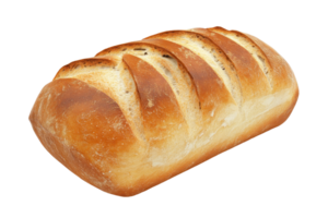 Close-up of a freshly baked loaf of bread with a golden crust and slashes on top, isolated on a transparent background. Perfect for bakery and cooking themes. png