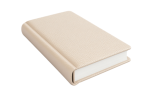Elegant blank beige journal with textured hardcover. Perfect for note-taking, writing, or as a stylish addition to any desk or bookshelf. png