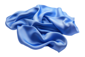 Elegant blue silk fabric draped in soft folds, creating a luxurious and smooth texture, ideal for backgrounds or textile concepts. png