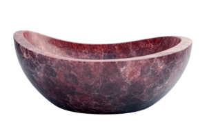 Elegant curved marble bowl with a rich, deep red texture. Perfect for home decor, adding a touch of luxury and sophistication. png