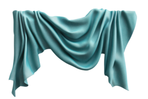 Elegant blue fabric draped gracefully in a wave-like pattern, providing a sophisticated touch to any design or decorative project. png