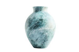 Elegant marble vase with a smooth texture and unique blue-green patterns, perfect for home decor or floral arrangements, isolated on transparent background. png