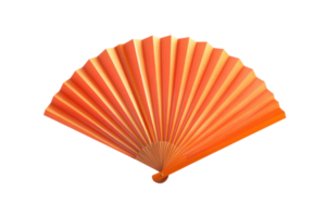Elegant orange hand fan with neatly folded pleats, perfect for adding a stylish touch to any occasion and keeping cool on hot days. png