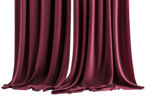 Elegant maroon theater curtains draped gracefully, adding a touch of sophistication and luxury to any stage or backdrop. png