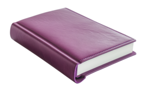 Elegant purple leather-bound book, perfect for reading, note-taking, or adding a touch of sophistication to any bookshelf or workspace. png