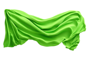 Flowing green fabric forming elegant and smooth curves, perfect for design projects and artistic backgrounds. Vibrant and dynamic textile imagery. png
