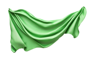 Flowing green fabric isolated on a transparent background. showcasing smooth textures and elegant drapery. Perfect for design or art projects. png