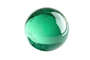 Glossy green sphere with clear reflections isolated on transparent background. perfect for design, 3D modeling, and abstract art projects. png