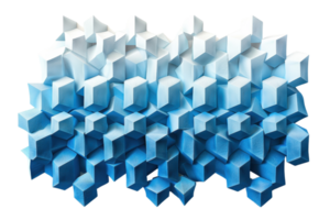 Geometric blue and white 3D abstract art with cube shapes. Modern design perfect for backgrounds or artistic projects. png