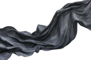 Flowing dark fabric wave isolated on transparent background. exuding elegance and movement, perfect for creative designs, invitations, and artistic projects. png