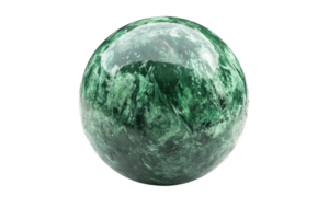 Green marble sphere isolated on a transparent background. showcasing its detailed and glossy texture. Ideal for backgrounds and design projects. png