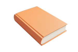 Hardcover book with a plain orange cover. Isolated on a transparent background. perfect for educational or literary themes. png