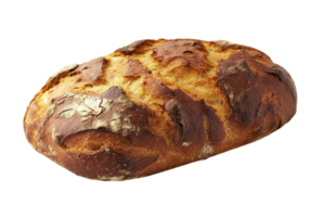 Freshly baked rustic bread loaf with a golden crust, perfect for bakery and culinary displays. Ideal for food and kitchen photography. png