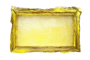 Golden rectangular frame with a textured finish, suitable for artwork or photo display. Isolated on a transparent background. png