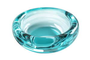 High-quality image of a transparent blue glass bowl with reflections. Perfect for use in design, art, and culinary projects. png