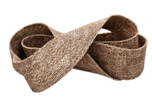 High-quality brown textured ribbon neatly coiled, perfect for crafts, decoration, or gift wrapping. Adds a rustic touch to any project. png