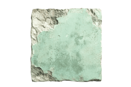 alta resolución imagen de un rústico, resistido verde cuadrado loseta con un agrietado y áspero textura, aislado en transparente antecedentes. png