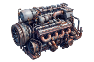 High-resolution image of detailed mechanical engine with various components, perfect for industrial and engineering projects. png