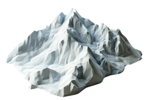 Low-poly mountain render with geometric shapes and peaks. Ideal for gaming, graphics, and creative projects. png