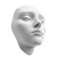 3D abstract sculpture of a serene face in white. Perfect for design, art, and modern decor concepts. High-quality digital rendering. png
