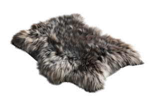 Luxurious gray fur rug on transparent background. perfect for home decor, adding warmth and a touch of elegance to any room. png