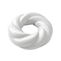 Abstract circular white twisted ring shape, isolated on a transparent background. 3D rendering, modern geometric design png