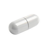 Close-up of a single white pill capsule isolated on a transparent background. perfect for medical and pharmaceutical concepts. png